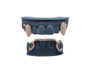Vampire Diamond Fang Grillz w Open Faces w Diamond Open Face Bridge