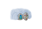 Opal Grillz w Diamond Halo and Iced Out Fang w Multi Color Cross