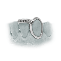 Two Teeth Grillz w Open Face Fang & Floating Diamond Tip