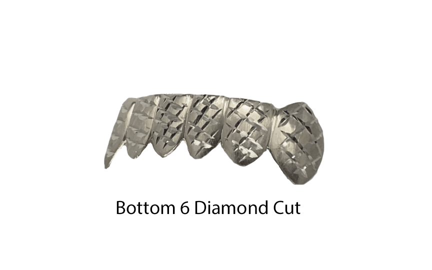 Bottom 6 Diamond Cut Grillz in 10K White Gold