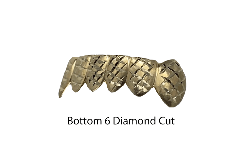 Bottom 6 Diamond Cut Grillz in 18K Yellow Gold
