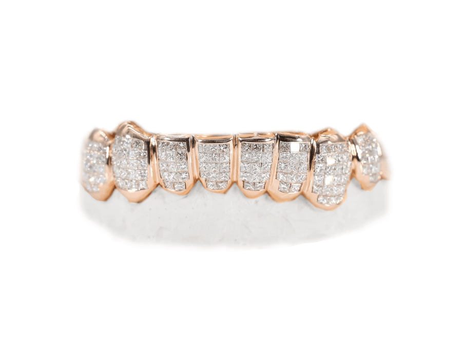 Bottom 8 Invisible Set Diamond Grillz made in 14K Rose Gold