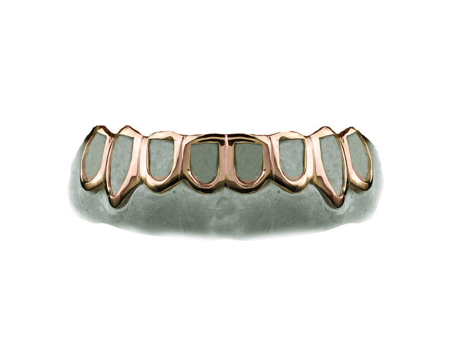 Bottom 8 Open Face Grillz Rose Gold 10K