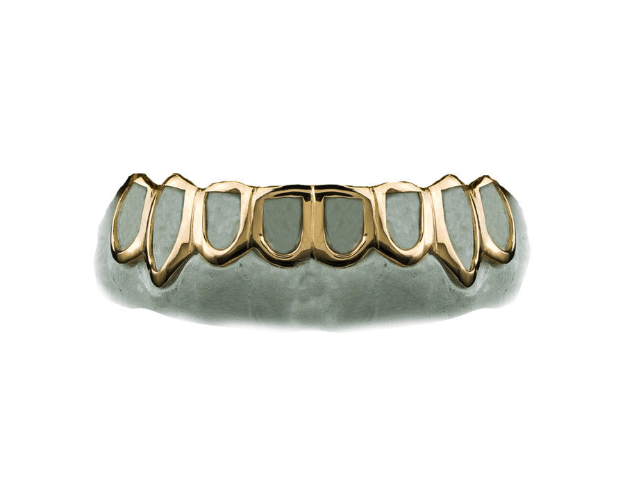 Bottom 8 Open Face Grillz Yellow Gold 14K