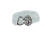 Diamond Fang Grillz w Amethyst Cross and Open Face Tooth w Diamond Tips