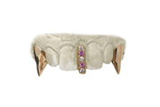 Pink Sapphire + Diamond Gap Grillz with Vampire Fangs