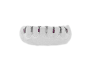 Diamond and Ruby Baguette Bottom 8 Gap Grillz