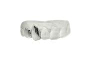 Two Teeth Double Cap White Gold Grillz in 10K