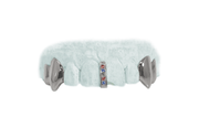 Ruby, Sapphire + Diamond Gap Grillz Combo w Fangs + Molar in White Gold
