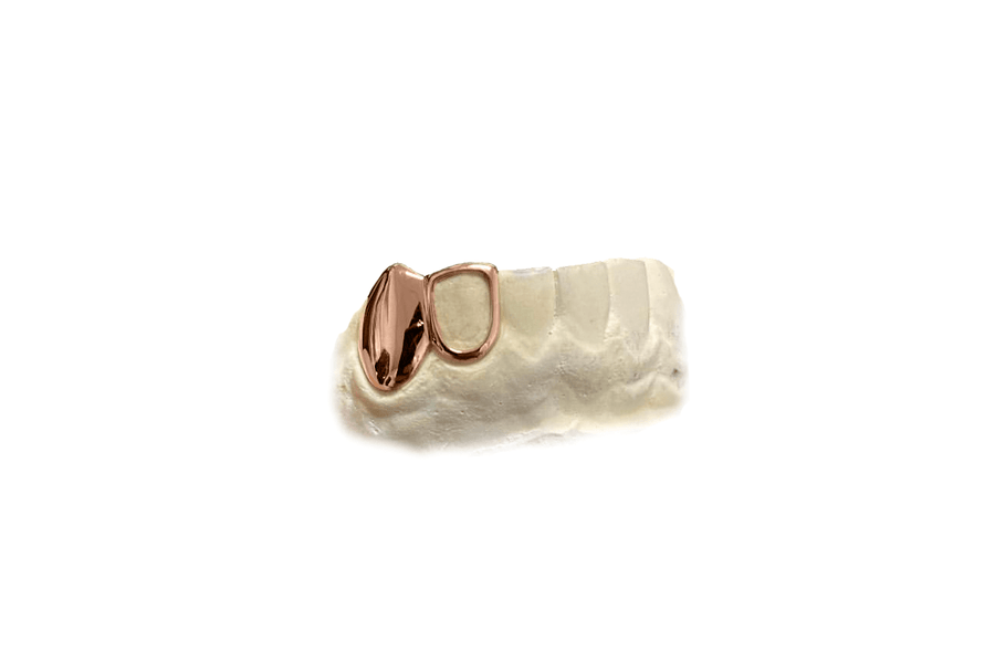 Bottom Open Face and Solid Fang Grillz in 18K Rose Gold