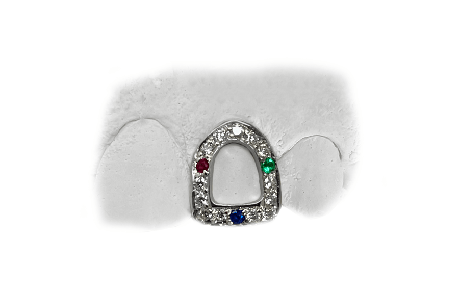 Single Tooth Open Face Diamond, Sapphire, Ruby & Emerald Grillz