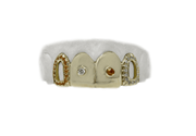 Top 4 Grillz with Diamonds, Orange Sapphires, Open Faces