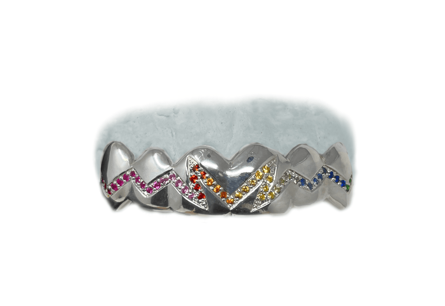 Top 6 Grillz w Rainbow Sapphire Pattern