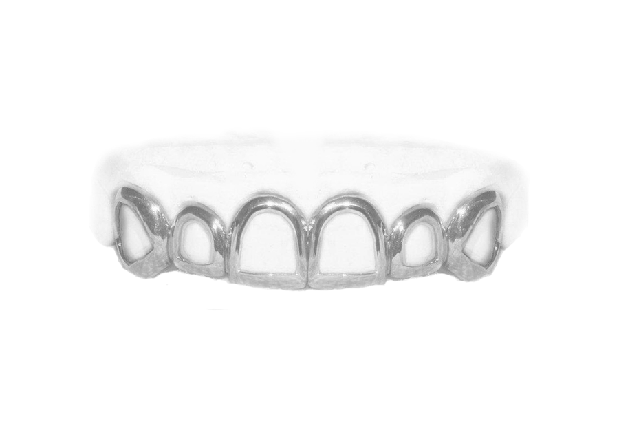 Open Face Grillz - Top 6 14K White Gold