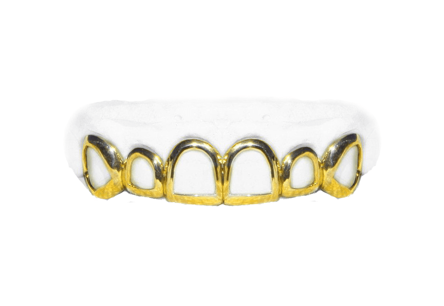 Top 6 Open Face Grillz in 14K Yellow Gold