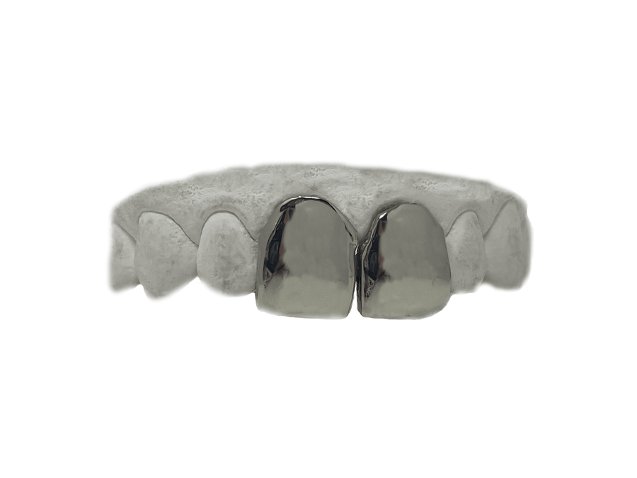 Top Two Front Teeth Grillz in 10K White Gold